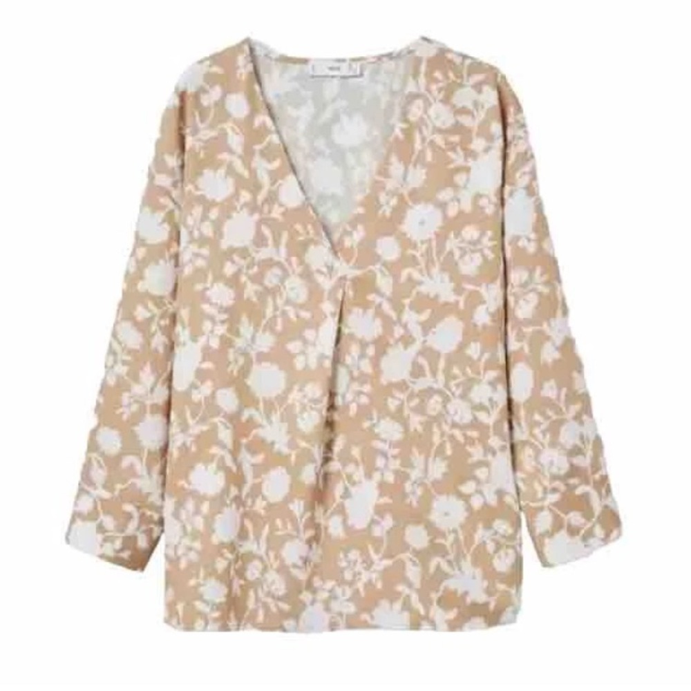Mango-Oversized Flowing Blouse-Women’s Size: 4-Color: Beige-NEW!!